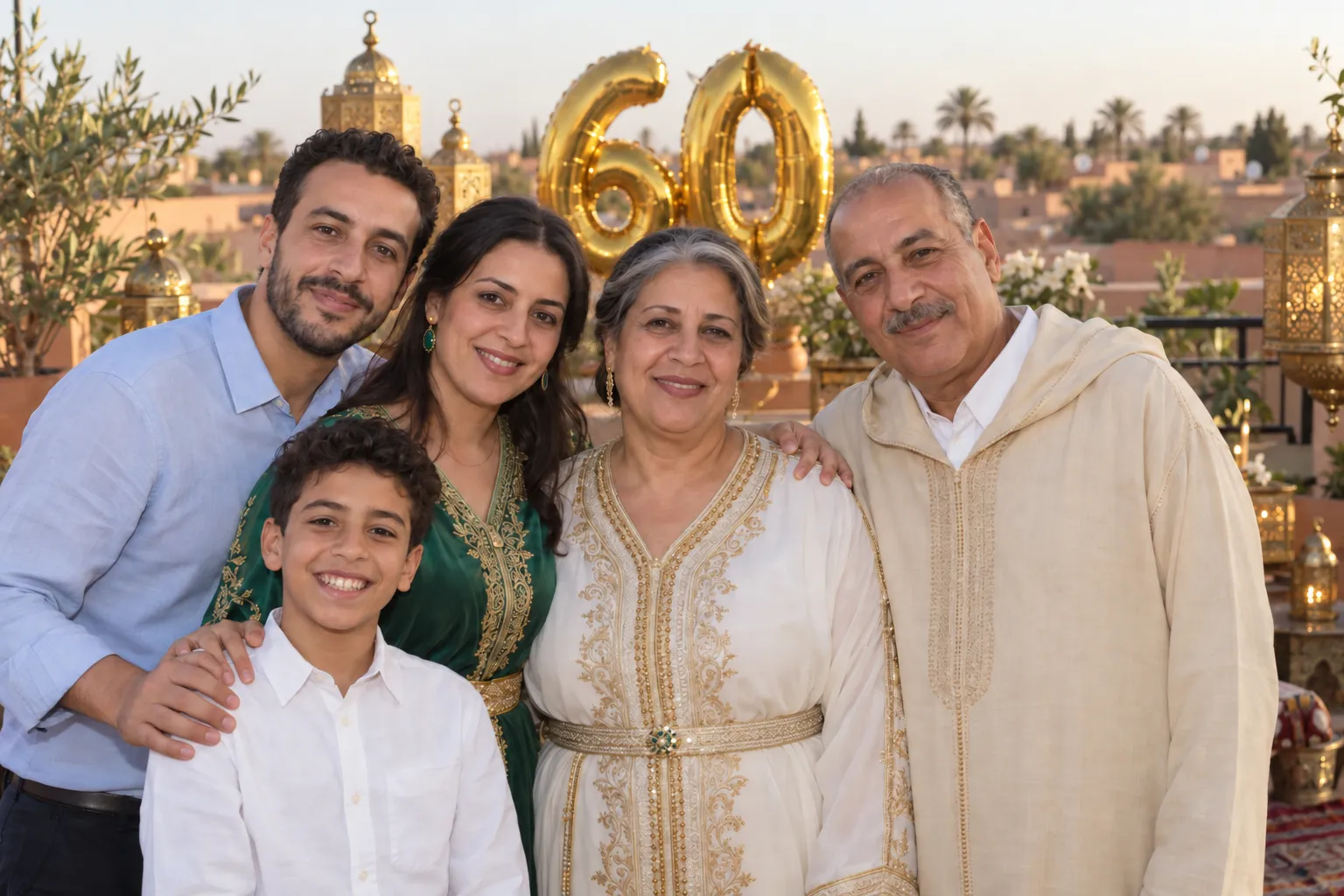 Une femme fête ses 60 ans entourée de sa famille