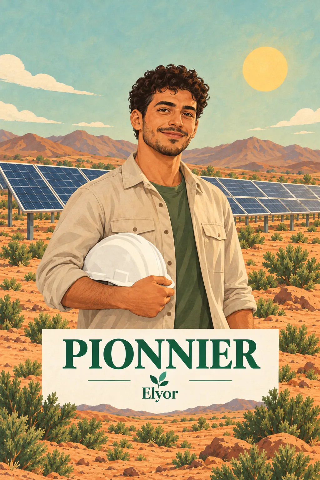 Carte persona : le Pionnier d’Elyor, un étudiant ingénieur devant une centrale solaire.