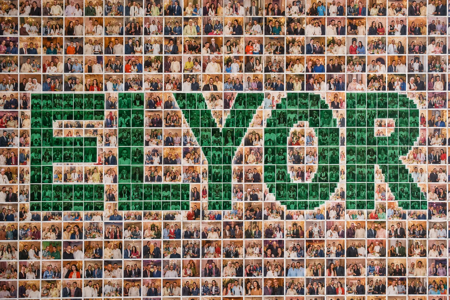 Mosaïque composée de portraits