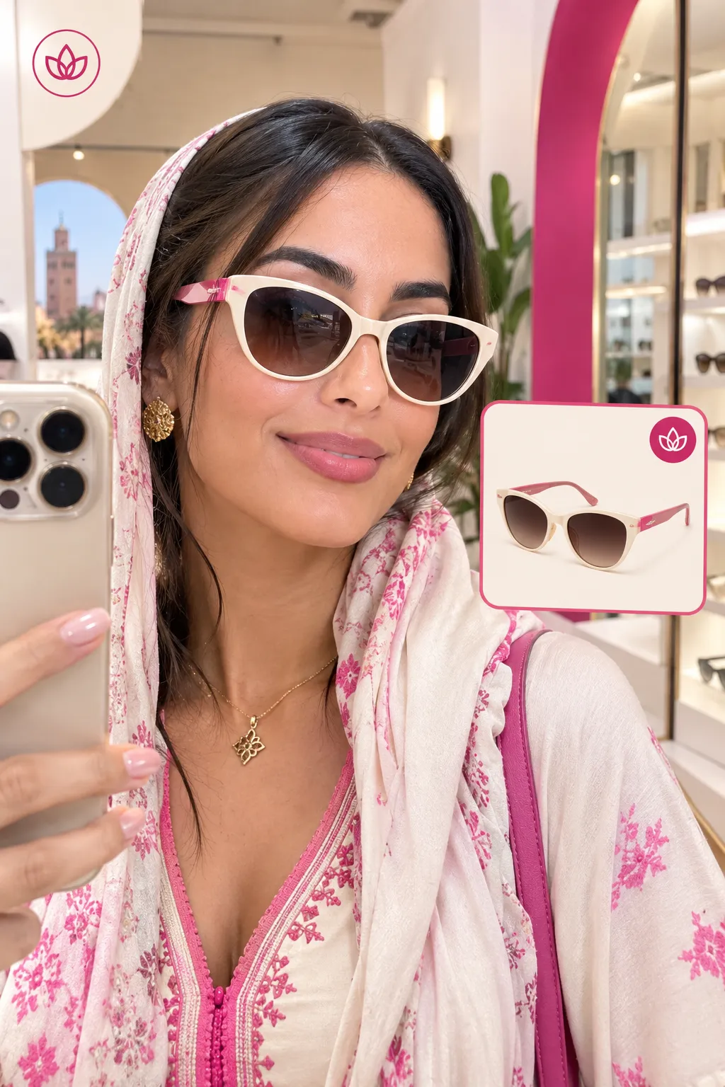 Essayage virtuel — une invitée essaie des lunettes