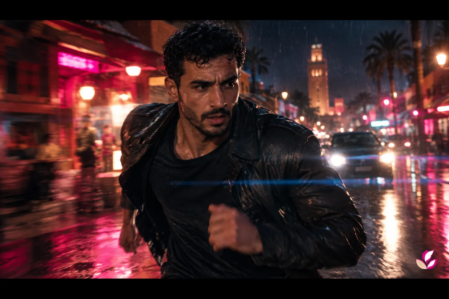 Vidéo IA — un invité dans une scène de film d’action